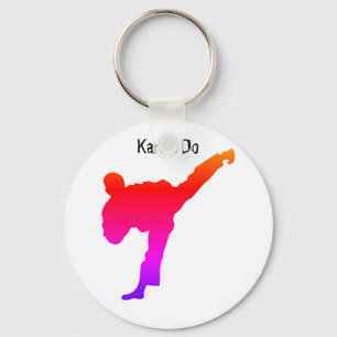 Porte-clés Karate Silhouette Arts martiaux Dégradé Rouge viol