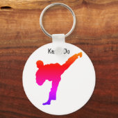 Porte-clés Karate Silhouette Arts martiaux Dégradé Rouge viol (Recto)