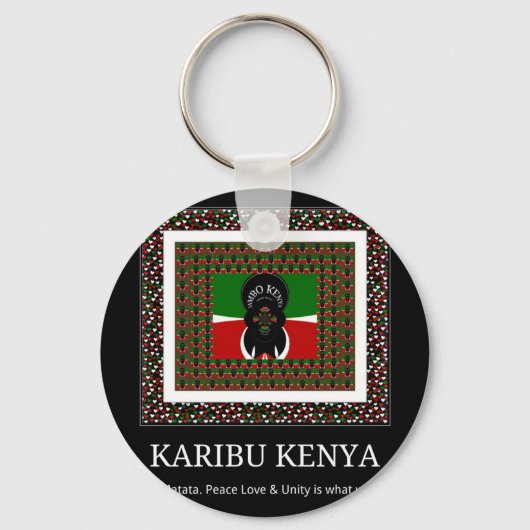 Porte-clés Karibu Kenya : Les couleurs vives du drapeau natio (Recto)