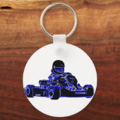 Porte-clés Kart Racing bleu et blanc (Recto)