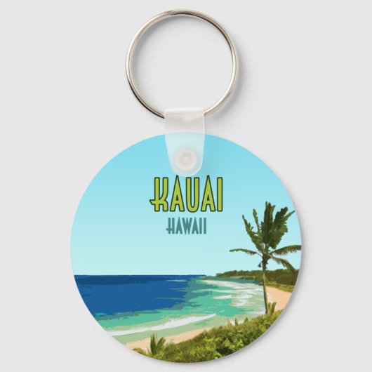 Porte-clés Kauai Hawaii Coast Beach Vintage (Recto)