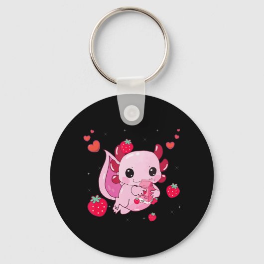 Porte-clés Kawaii Axolotl Lait fraise Shake Anime Gift Gi (Recto)