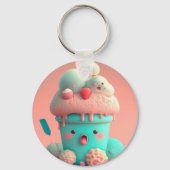 Porte-clés Kawaii carnet de crème glacée rose (Verso)