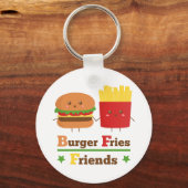 Porte-clés Kawaii Cartoon Burger Fries Friends BFF (Recto)