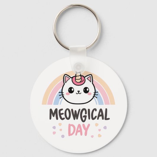 Porte-clés Kawaii Caticorn with Pastel Rainbow (Recto)