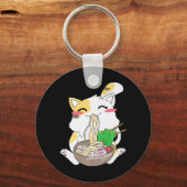 Porte-clés Kawaii Chat Ramen Anime Japonais Alimentation Cade (Recto)