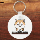 Porte-clés Kawaii Chien mignon Jouer Piano Clavier (Recto)