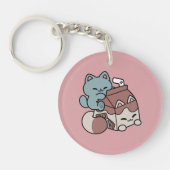 Porte-clés Kawaii Chocolate Milk Cat – Cozy Drink & Cuteness (Devant)