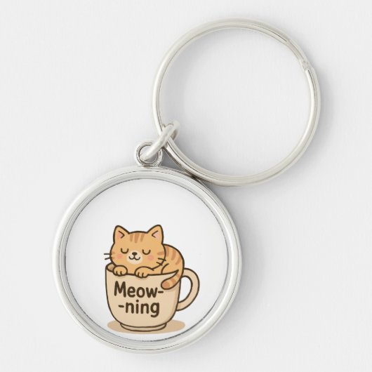 Porte-clés Kawaii Coffee Cat Keychain (Devant)