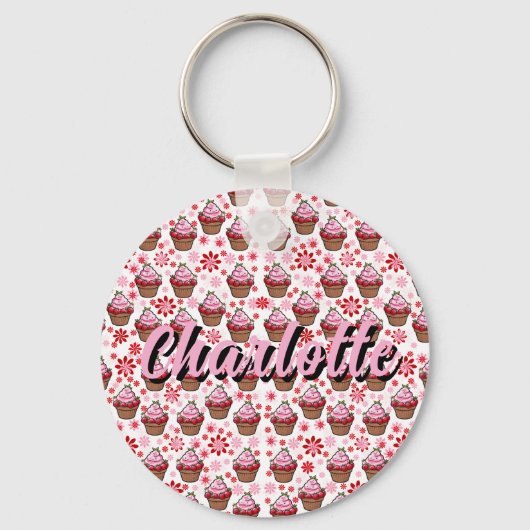 Porte-clés Kawaii Cupcake Design - Illustration de dessert mi (Recto)