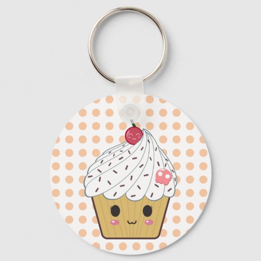 Porte-clés Kawaii Cupcake en Pois (Recto)