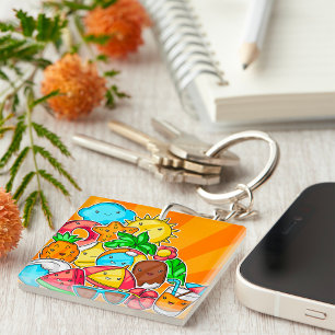 Porte-clés Kawaii Dessins Été Plage et Tropical