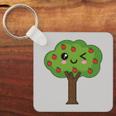 Porte-clés Kawaii Joyeux Pommier À Voie (Recto)