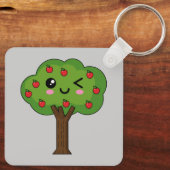 Porte-clés Kawaii Joyeux Pommier À Voie (Verso)