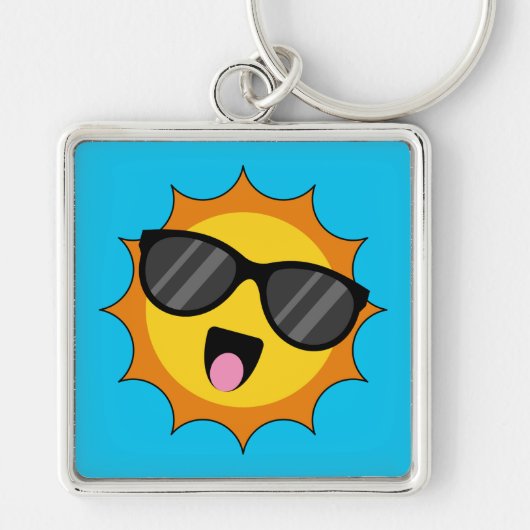 Porte-clés Kawaii Joyeux soleil avec lunettes de soleil (Devant)