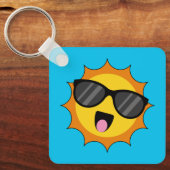 Porte-clés Kawaii Joyeux soleil avec lunettes de soleil (Recto)