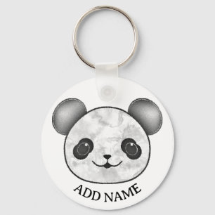 Porte-clés Kawaii Panda Dessin En Noir Et Blanc