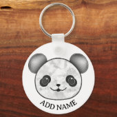 Porte-clés Kawaii Panda Dessin En Noir Et Blanc (Verso)