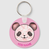 Porte-clés Kawaii Panda Dessin En Rose (Recto)