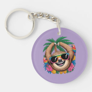 Porte-clés Kawaii Paresseux Tropical – Vibrations Été Douces
