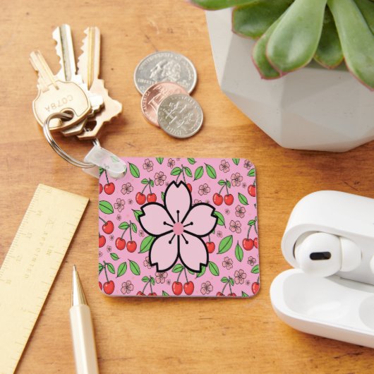 Porte-clés Kawaii Rouge Cerise Tendances Mignonne Fille Esthé (Bureau)