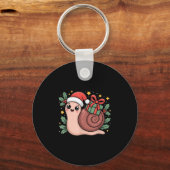 Porte-clés Kawaii Santa Snail With Wrapped Box And Holly Star (Recto)