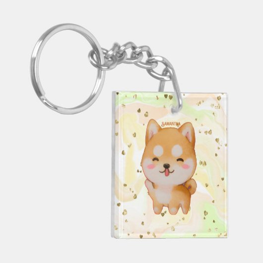 Porte-clés Kawaii Smiling Cartoon Style Shiba Inu (Devant gauche)