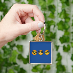 Porte-clés Kawaii Soleil avec lunettes de soleil Joyeux visag