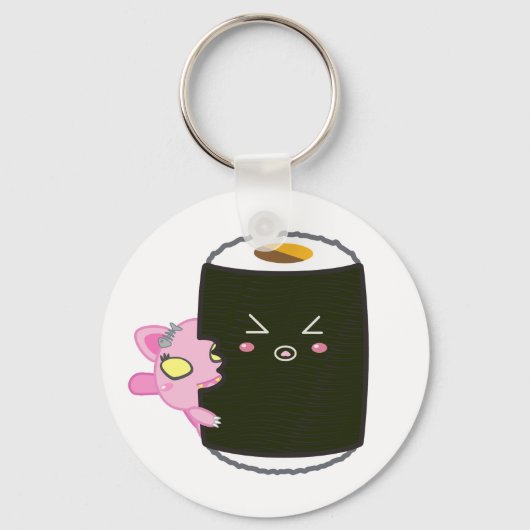 Porte-clés Kawaii Sushi Roll avec Nadel le chat (Recto)