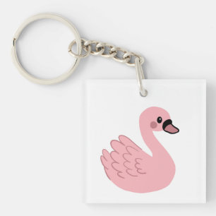 Porte-clés Kawaii Swan rose - Joli dessin animé animal