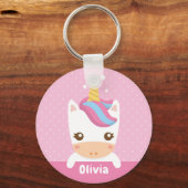 Porte-clés Kawaii Unicorn Girls rose Porte - clé personnalisé (Recto)