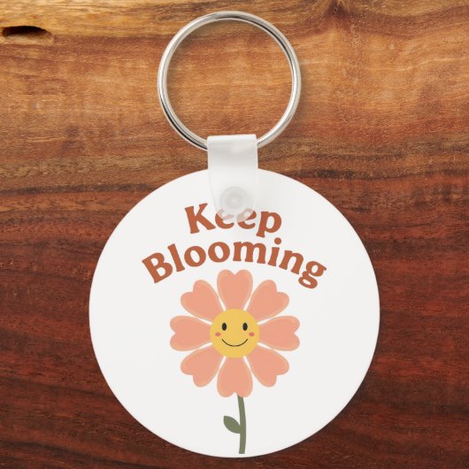 Porte-clés "Keep Blooming" Retro Smiling Flower (Verso)