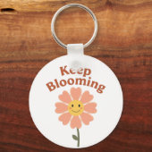 Porte-clés "Keep Blooming" Retro Smiling Flower (Recto)