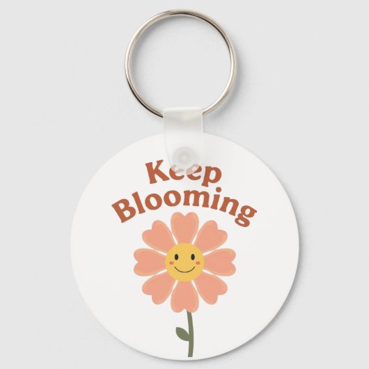 Porte-clés "Keep Blooming" Retro Smiling Flower (Verso)