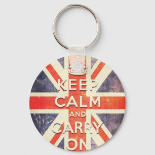 Porte-clés keep calm and carry on vintage Union Jack flag