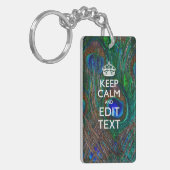 Porte-clés Keep Calm and Your Text on Peacock Feathers (Devant gauche)