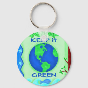 Porte-clés Keep It Green Save Earth Environment Art