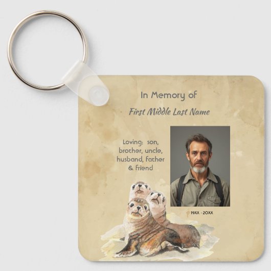 Porte-clés Keepsake Memorial  Watercolor Seals Animals (Recto)