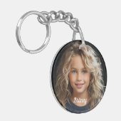 Porte-clés Keepsake Personalized Child Portrait Name Round  (Devant gauche)
