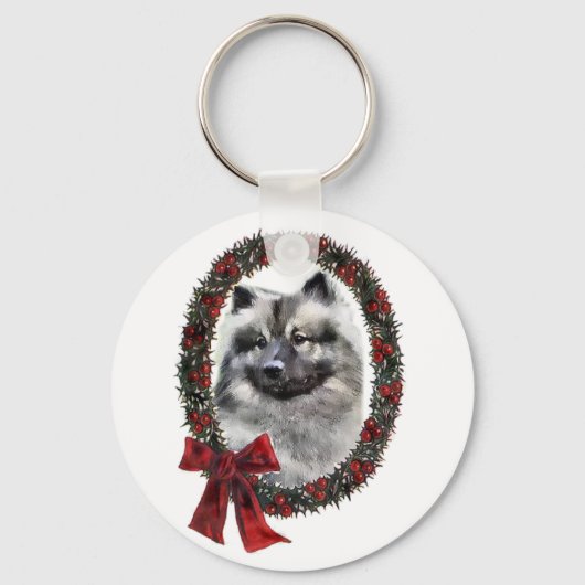 Porte-clés Keeshond cadeaux de Noël (Recto)