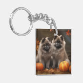 Porte-clés Keeshond Chiot Automne Citrouille délice (Devant gauche)