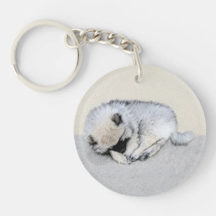 Porte-clés Keeshond Sleeping Puppy Peinture Chien Art origina