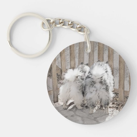 Porte-clés Keeshonds at the Gate Painting - Original Dog Art (Devant)