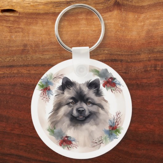 Porte-clés Keeshony Christmas Wreath Festive Pup (Recto)