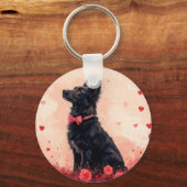 Porte-clés Kelpie australien avec des roses - Saint-Valentin (Recto)