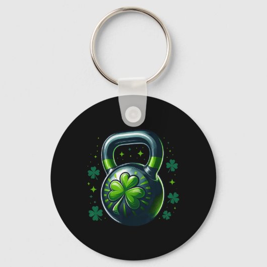 Porte-clés Kettlebell Trèfle de la Saint-Patrick Entraînement (Recto)