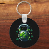 Porte-clés Kettlebell Trèfle de la Saint-Patrick Entraînement (Recto)