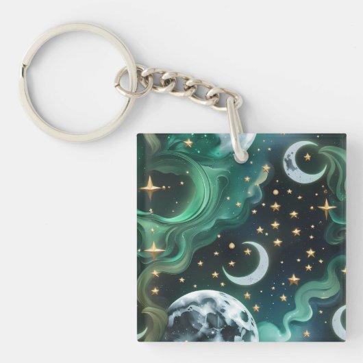Porte-clés Keychain - Emerald Green Celestial Moon (Devant)