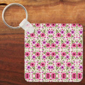Porte-clés Keychain featuring a repetitive pink floral  (Recto)