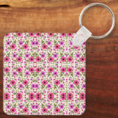 Porte-clés Keychain featuring a repetitive pink floral  (Verso)